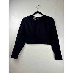 AYBL Black Long Sleeve Crop Top XXL Workout Gym Shirt Thumbholes Compression